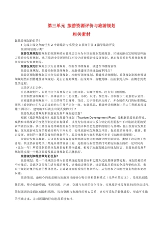 高中地理：第三单元《旅游资源评价与旅游规划》素材鲁教版选修3