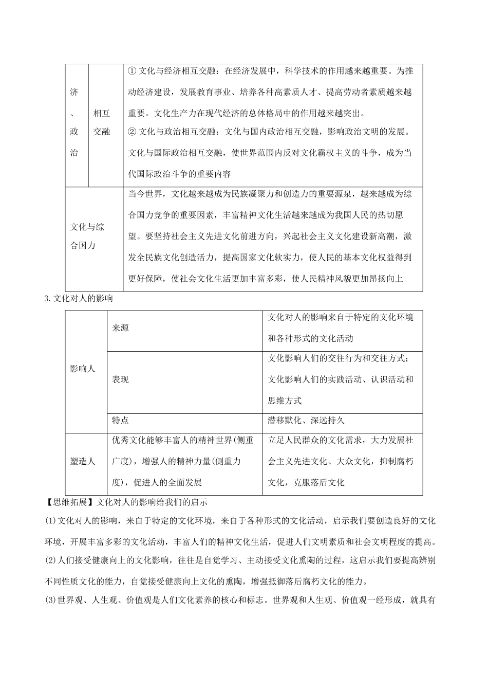 高考政治 考纲解读与热点难点突破 专题08 文化作用与文化发展教学案-人教版高三全册政治教学案_第3页