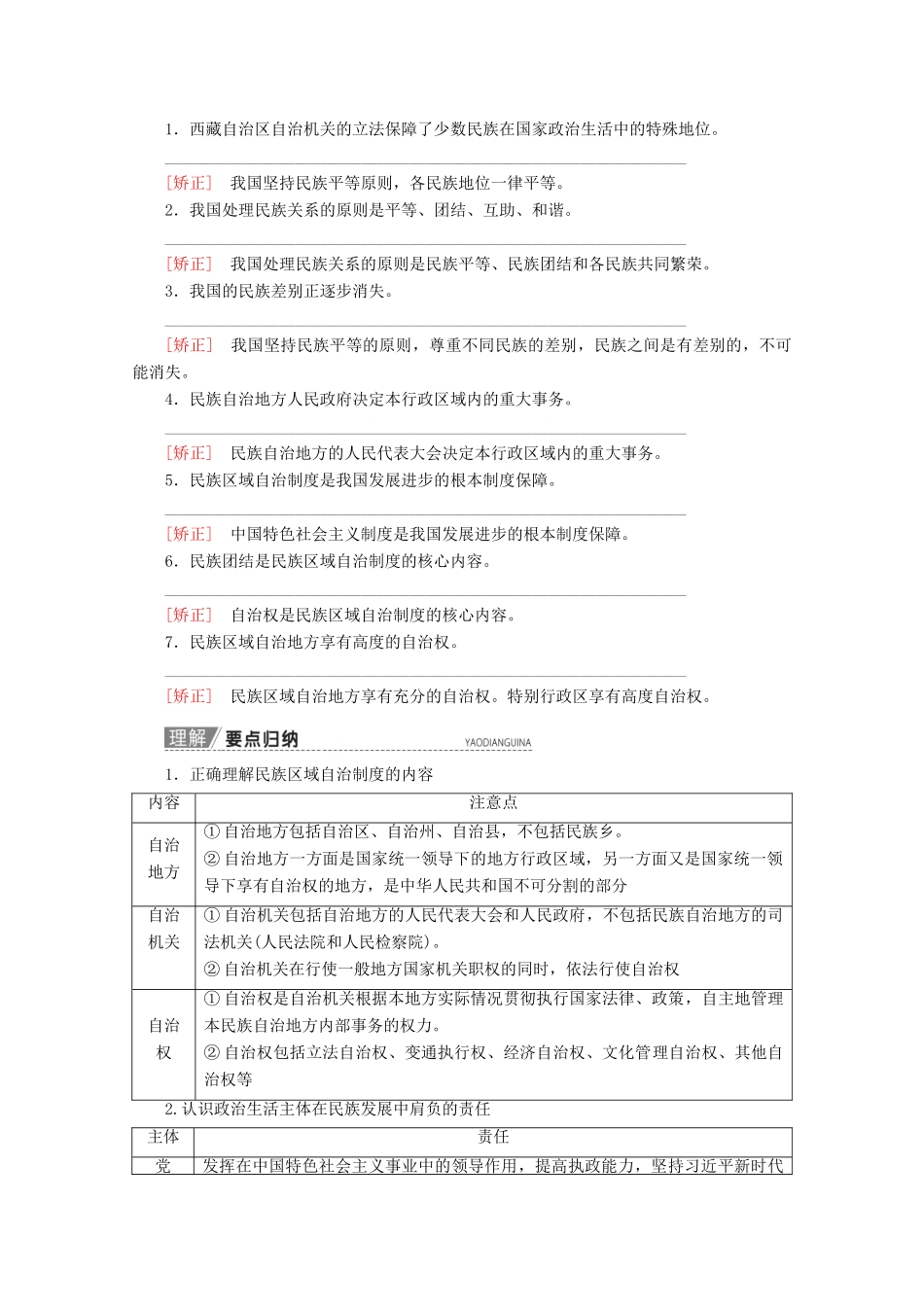 高考政治一轮复习 第7单元 发展社会主义民主政治 第18课 民族区域自治制度和宗教工作基本方针教学案 新人教版必修2-新人教版高三必修2政治教学案_第2页