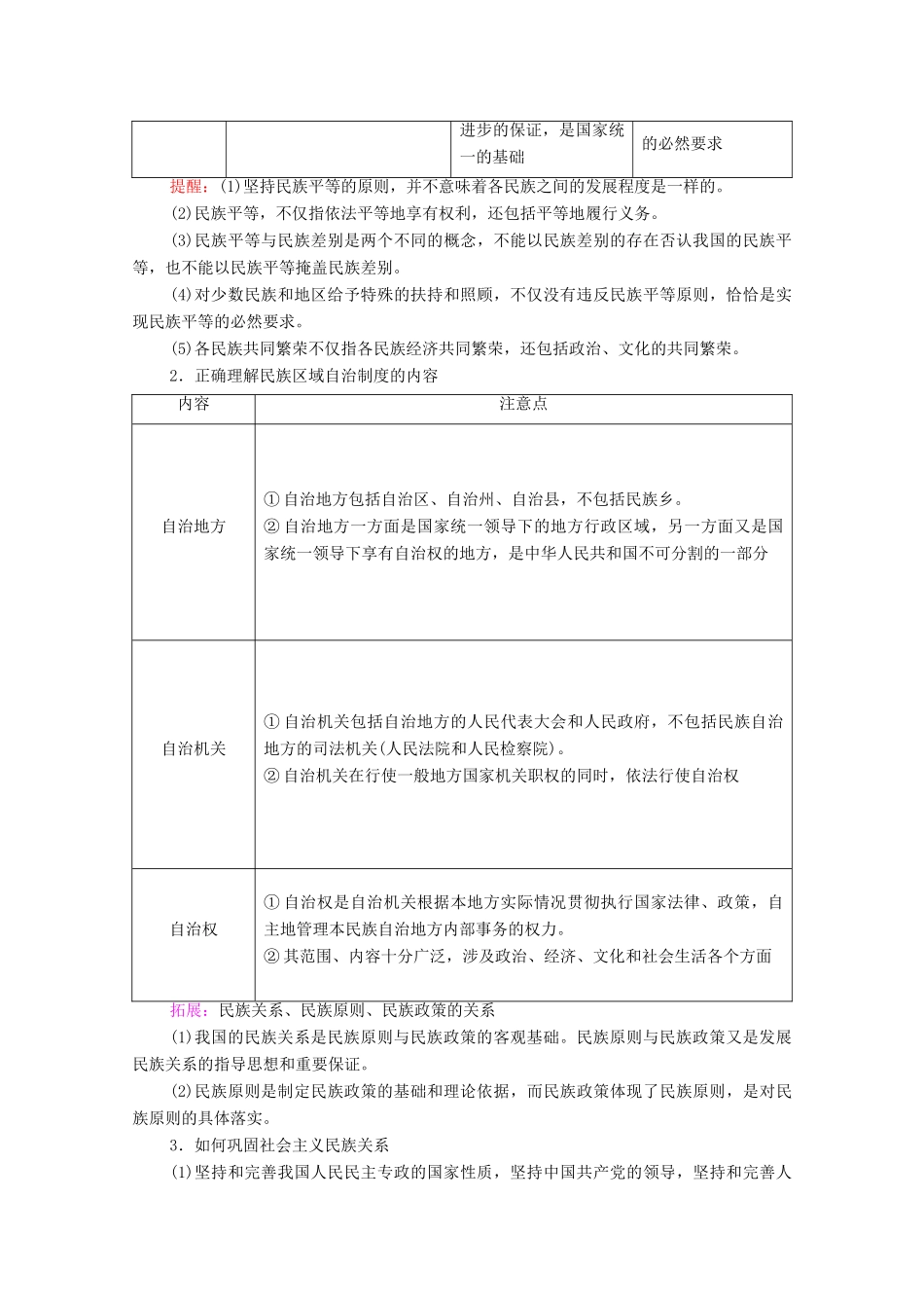 高考政治一轮复习 第7单元 发展社会主义民主政治 第19课 民族区域自治制度和宗教工作基本方针教学案 新人教版必修2-新人教版高三必修2政治教学案_第3页
