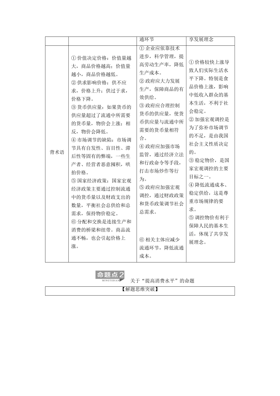 高考政治二轮复习 第1部分 专题整合突破 专题1 价格变动与居民消费 第2课时 主观题增分提能教案-人教版高三全册政治教案_第2页