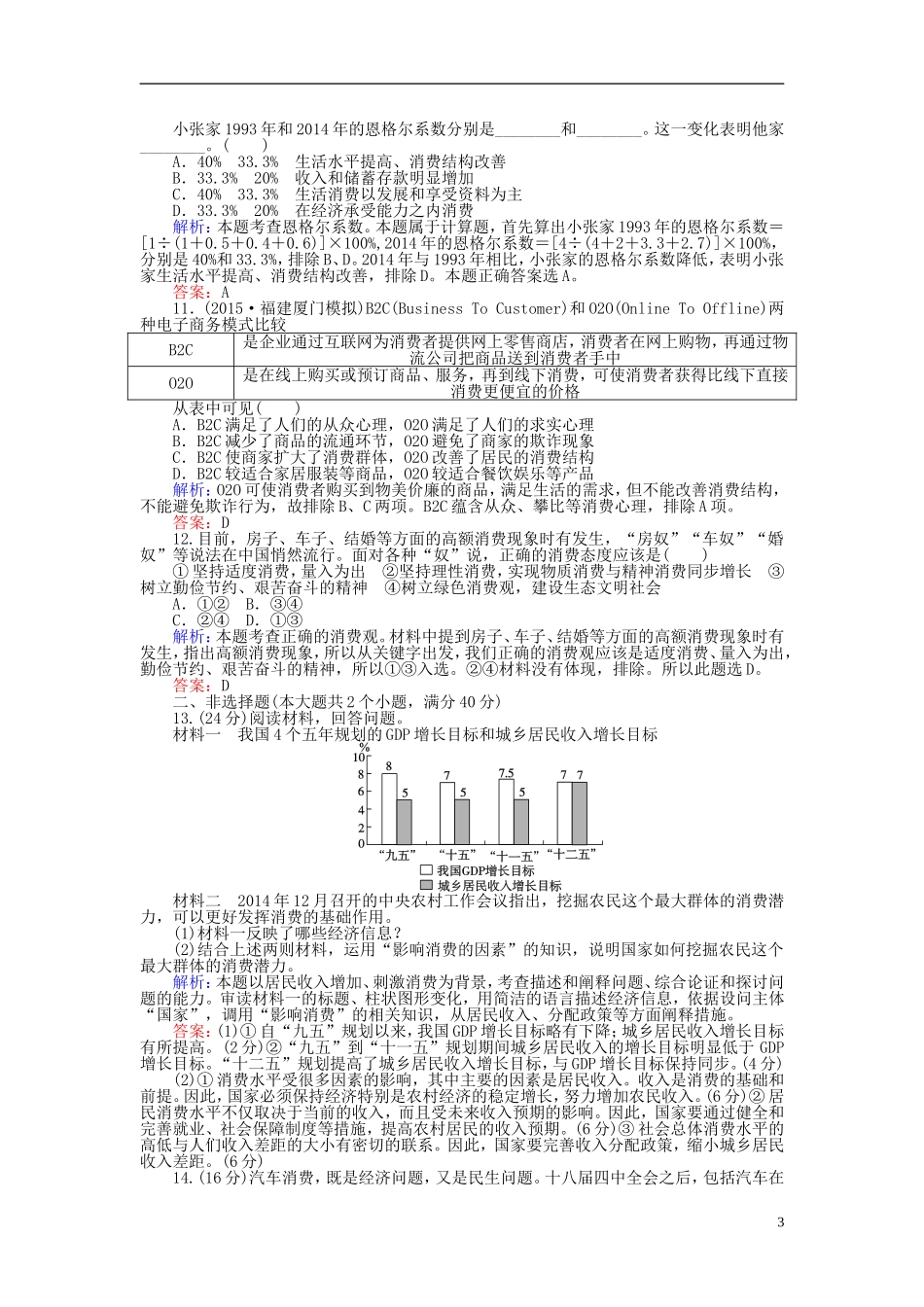 高考政治二轮复习 专题1 生活与消费习题-人教版高三全册政治课件_第3页