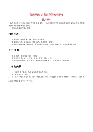 高中地理：第四单元《多姿多彩的地表形态》素材鲁教版选修1