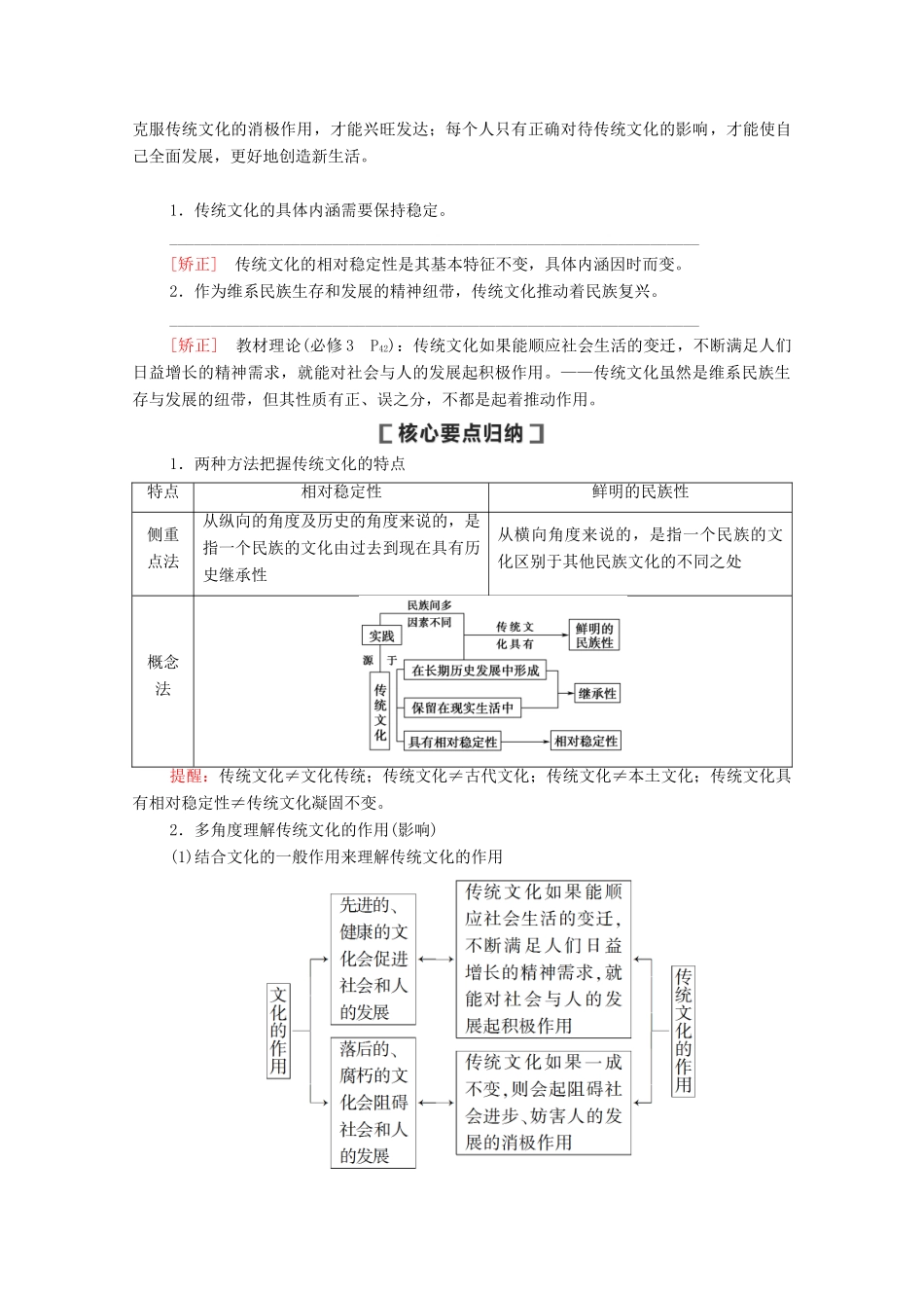 高考政治一轮复习 第10单元 文化传承与创新 第25课 文化的继承性与文化发展教学案 新人教版必修3-新人教版高三必修3政治教学案_第2页