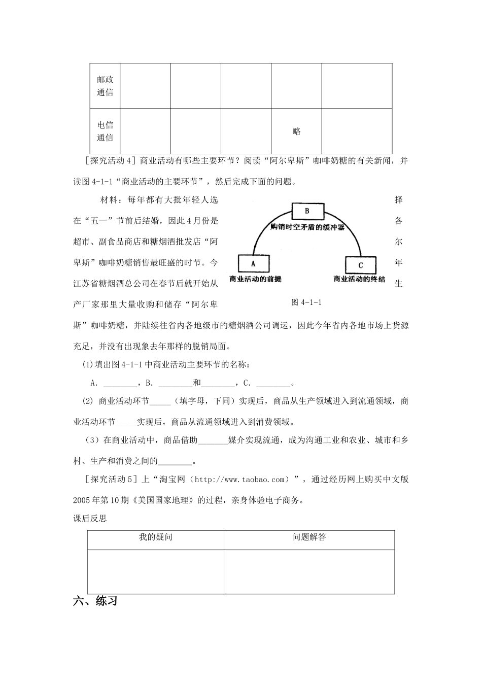 高中地理：第一节人类活动地域联系的主要方式导学案 鲁教版必修2_第3页