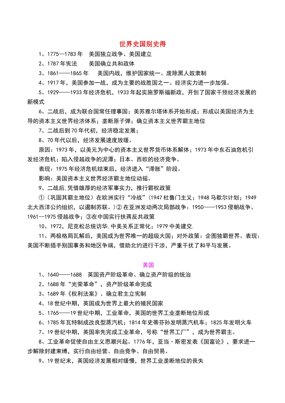 高考政治 世界史国别史得得素材 新人教版必修1_第1页