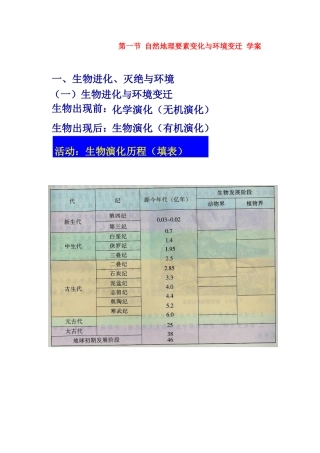高中地理：自然地理要素变化与环境变迁 素材（湘教版必修1）