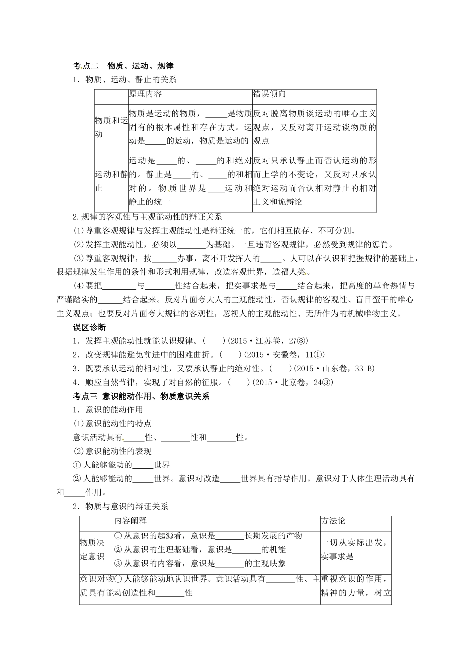 高考政治二轮专题突破 专题10 哲学思想与唯物论、认识论导学案-人教版高三全册政治学案_第2页