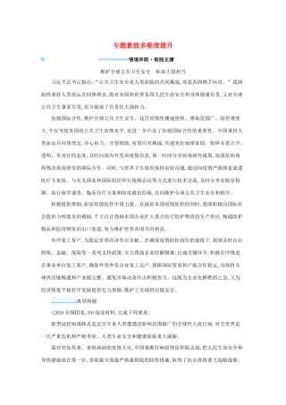 高考政治二轮总复习 专题六 国际社会与外交政策 专题素能多维度提升学案-人教版高三全册政治学案