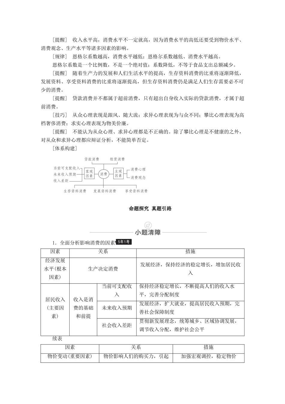 高考政治一轮复习 模块1 经济生活 第1单元 生活与消费 第3课 多彩的消费教学案-人教版高三全册政治教学案_第2页