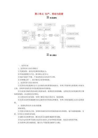 高考政治一轮复习 模块1 经济生活 第2单元 生产、劳动与经营 单元综合提升教学案-人教版高三全册政治教学案