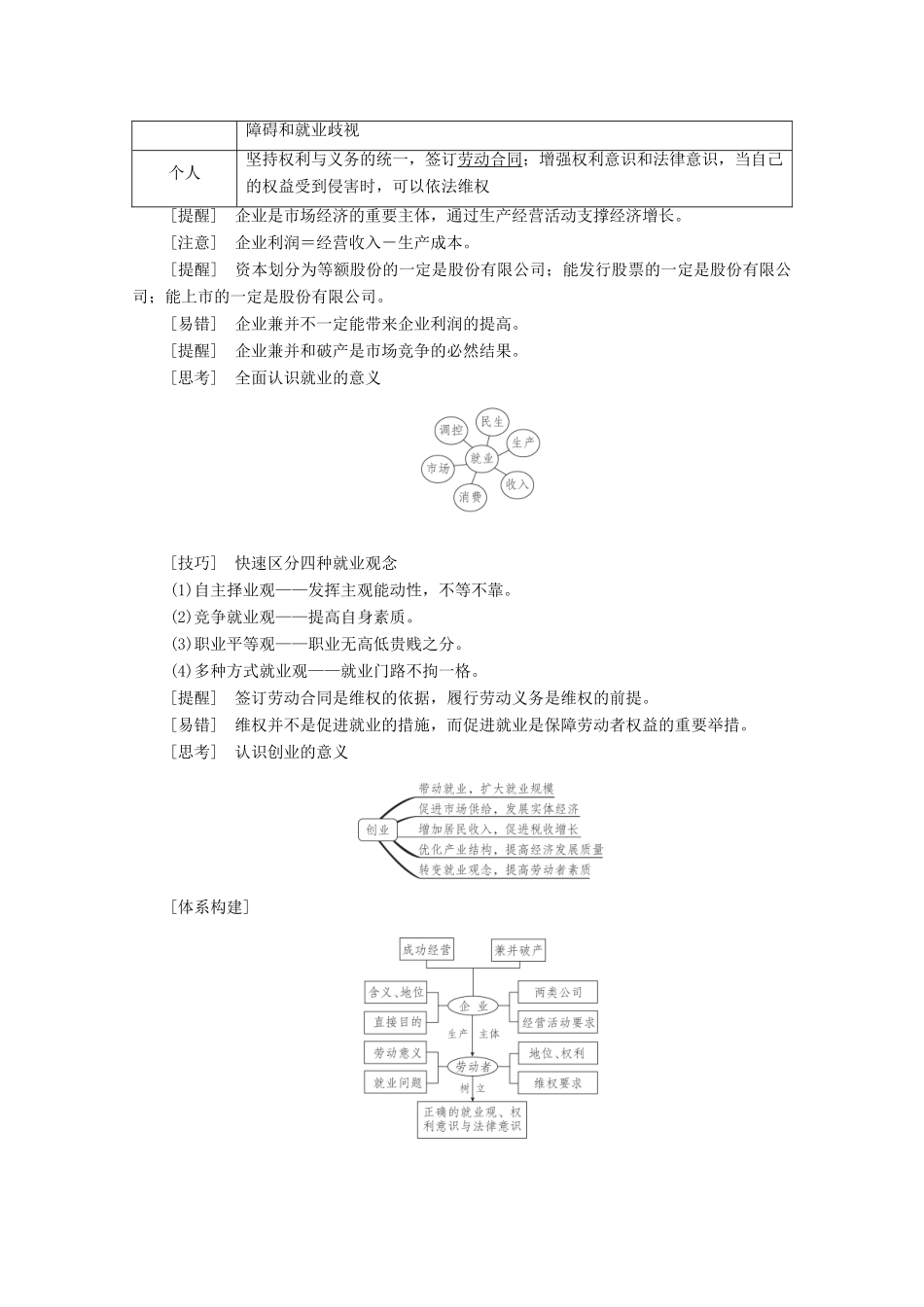 高考政治一轮复习 模块1 经济生活 第2单元 生产、劳动与经营 第5课 企业与劳动者教学案-人教版高三全册政治教学案_第3页