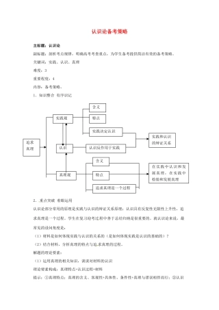 高考政治复习 专题11 认识论备考策略-人教版高三全册政治素材