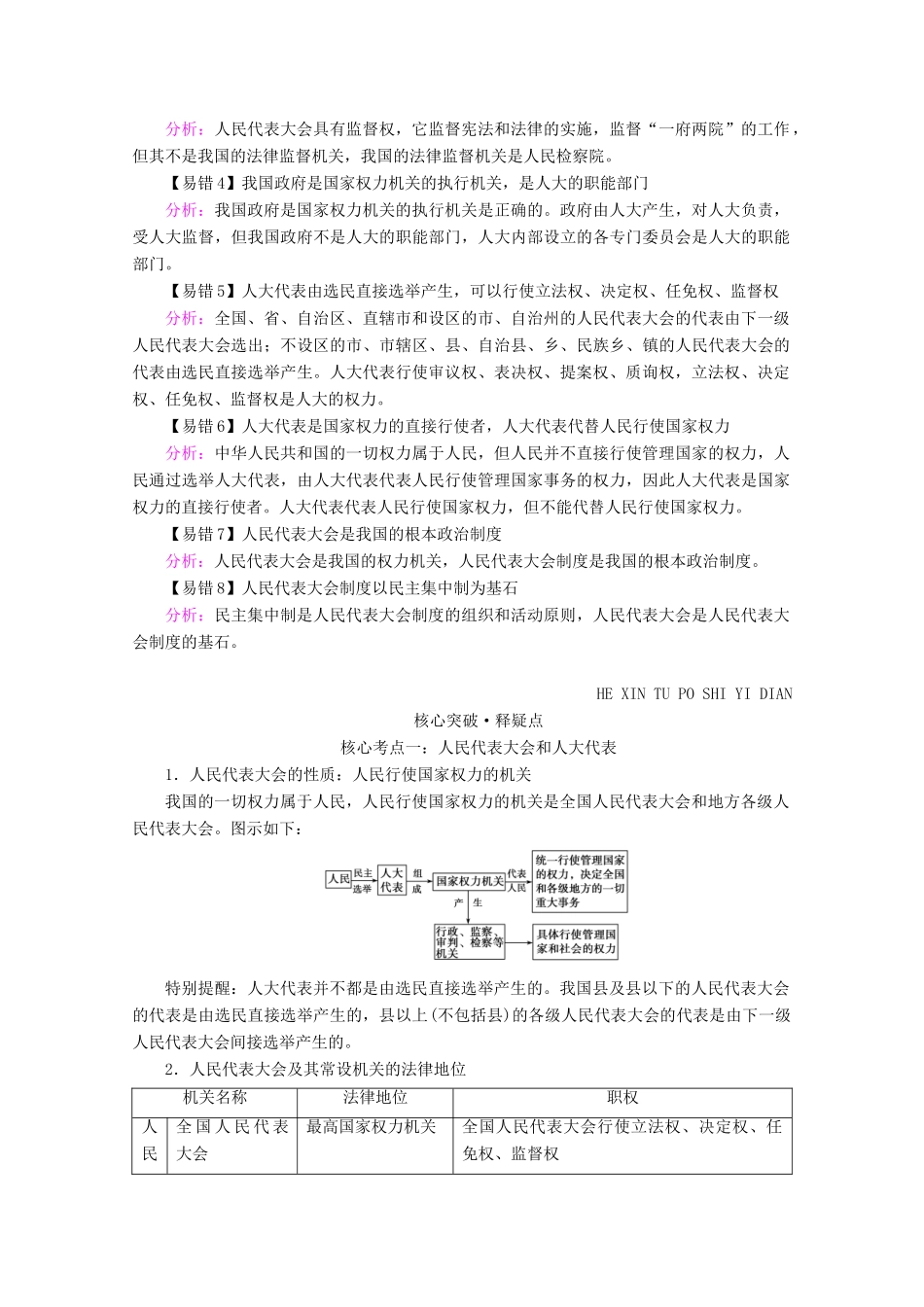 高考政治一轮复习 第三单元 发展社会主义民主政治 第六课 我国的人民代表大会制度学案 新人教版必修2-新人教版高三必修2政治学案_第3页