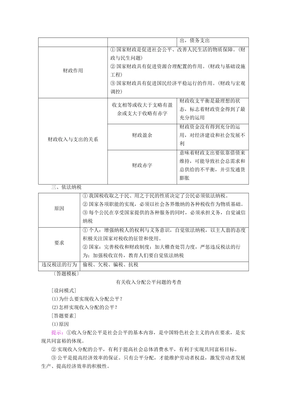 高考政治一轮复习 第三单元 收入与分配 整合提升学案 新人教版必修1-新人教版高三必修1政治学案_第2页