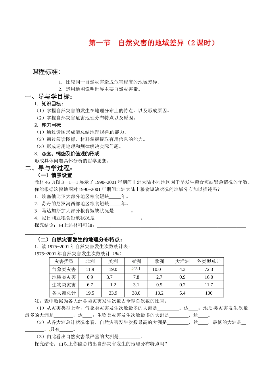 高中地理：31《自然灾害的地域差异》学案导学鲁教版选修5_第1页