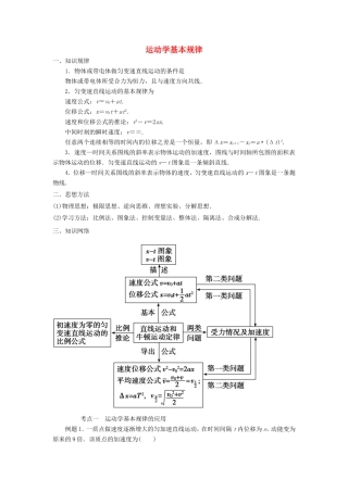 高考物理二轮复习 专题 力与直线运动 1 运动学的基本规律学案-人教版高三全册物理学案