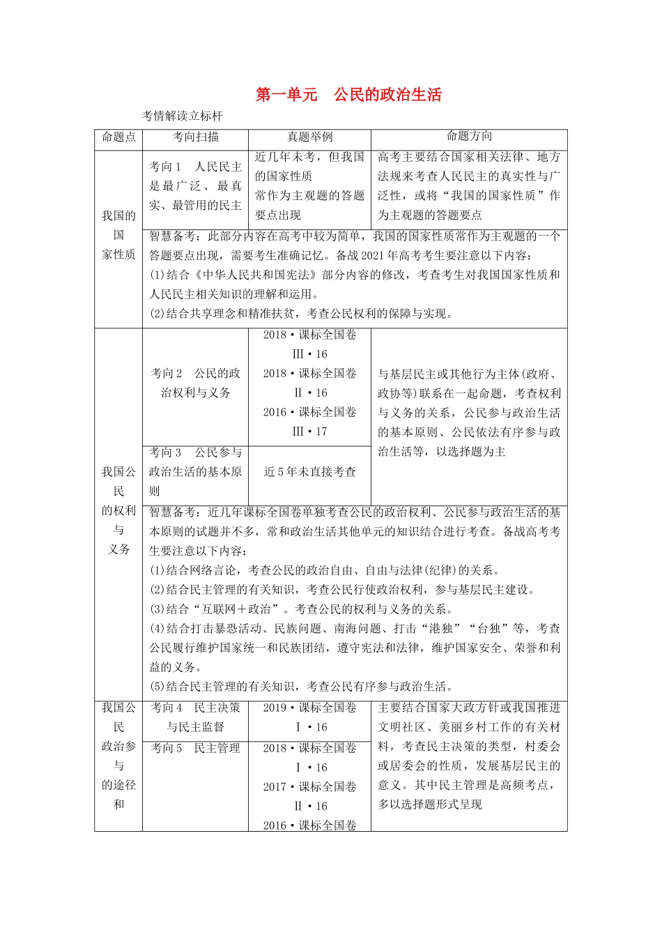 高考政治一轮复习 第一单元 公民的政治生活 第一课 生活在人民当家作主的国家学案 新人教版必修2-新人教版高三必修2政治学案_第1页