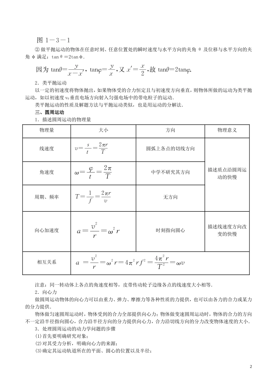 高考物理二轮复习 专题03 牛顿运动定律与曲线运动讲学案-人教版高三全册物理学案_第2页