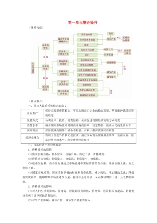 高考政治一轮复习 第一单元 生活与消费 整合提升学案 新人教版必修1-新人教版高三必修1政治学案