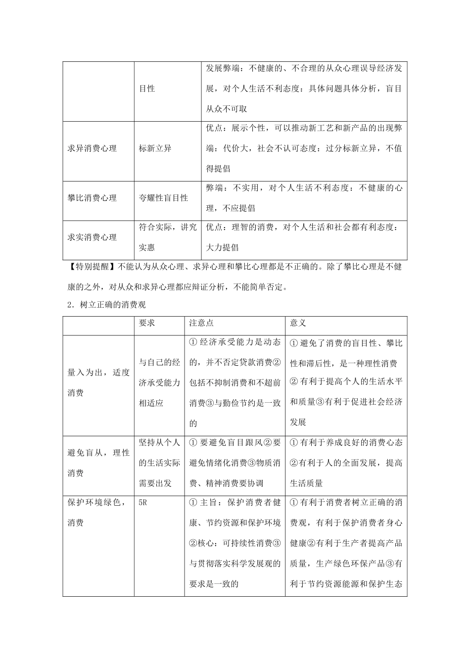 高考政治一轮复习 专题03 多彩的消费（教学案）（含解析）-人教版高三全册政治教学案_第2页