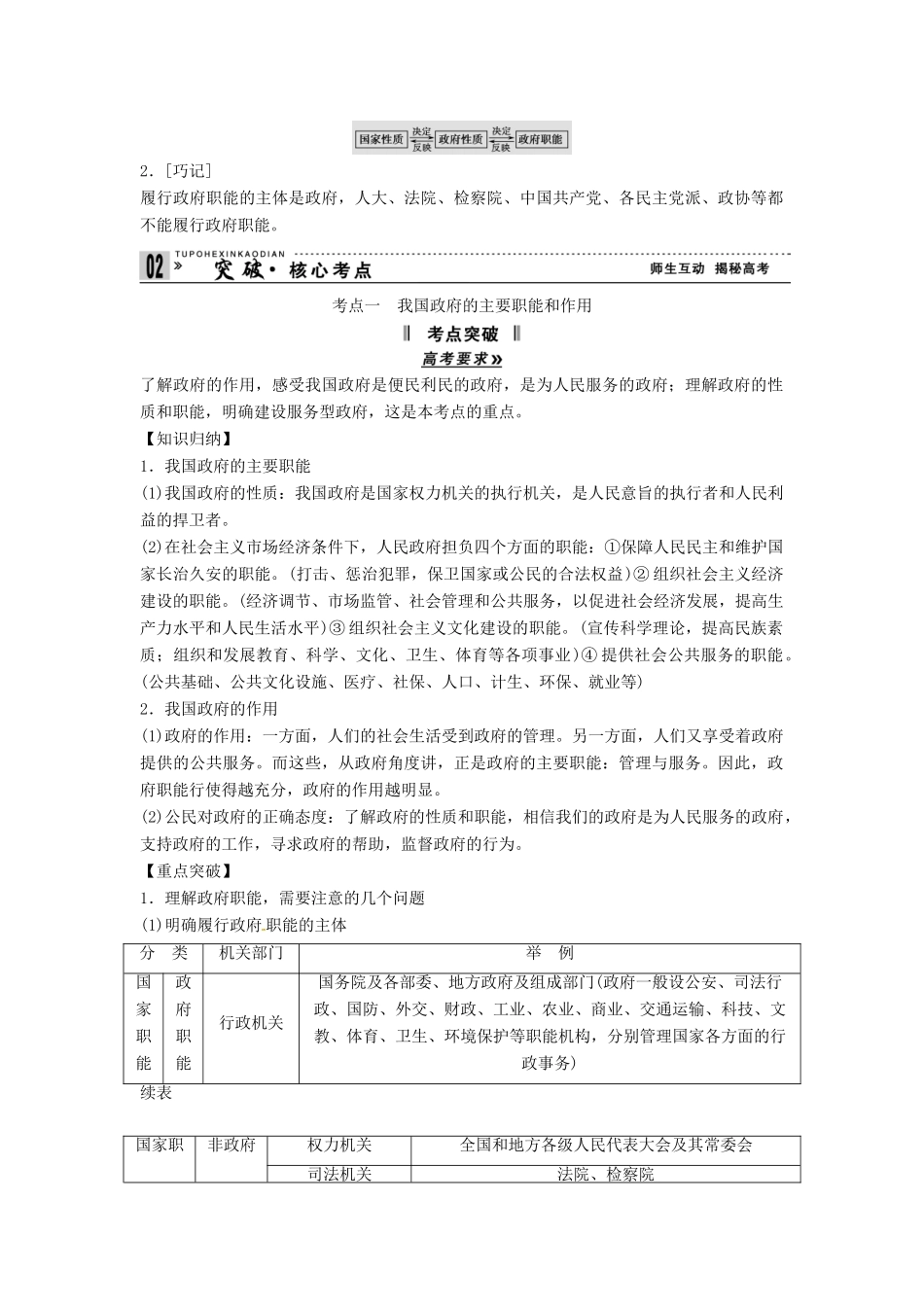 高考政治一轮复习《政治生活》1.3我国政府是人民的政府（2）学案-人教版高三全册政治学案_第2页