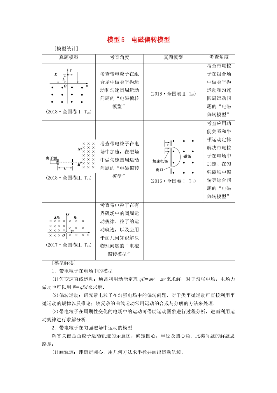 高考物理二轮复习 专项1 模型突破 专题5 电磁偏转模型高分突破学案-人教版高三全册物理学案_第1页