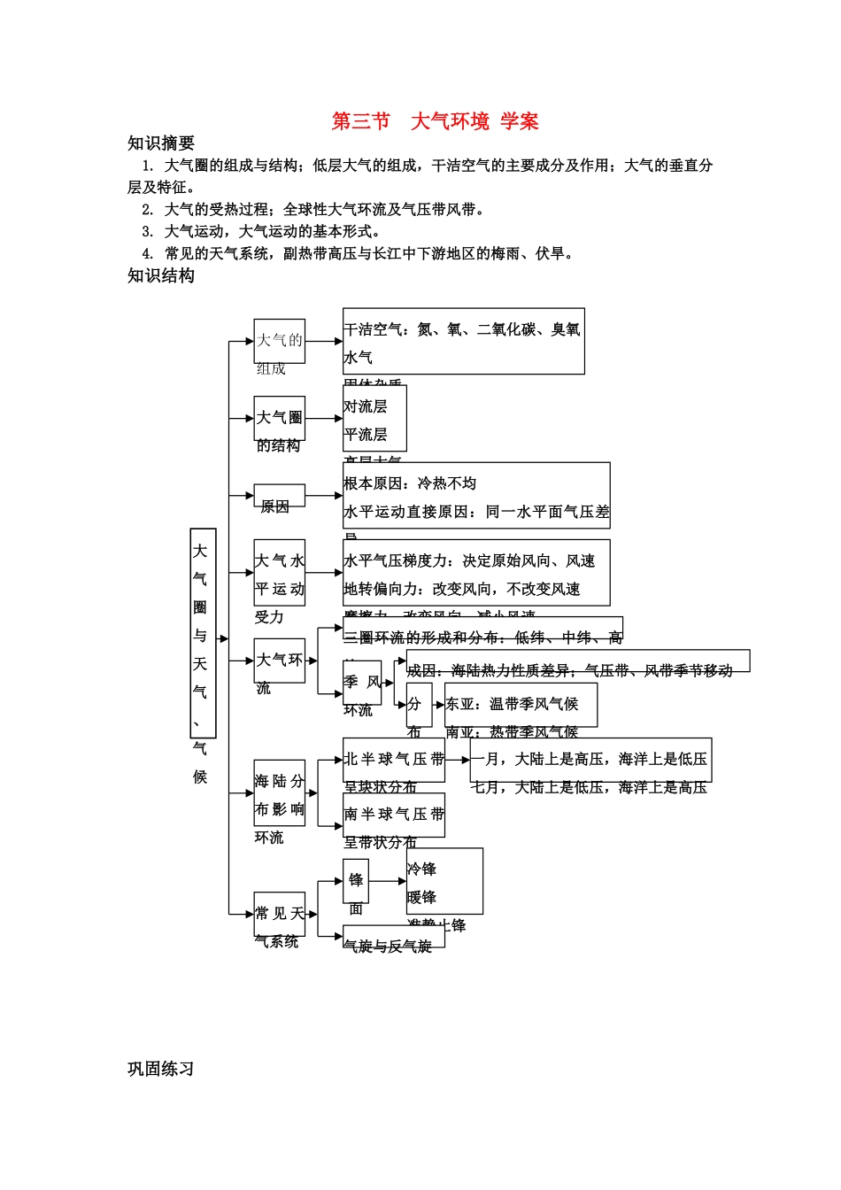 高中地理：大气环境导学案 湘教版必修1_第1页