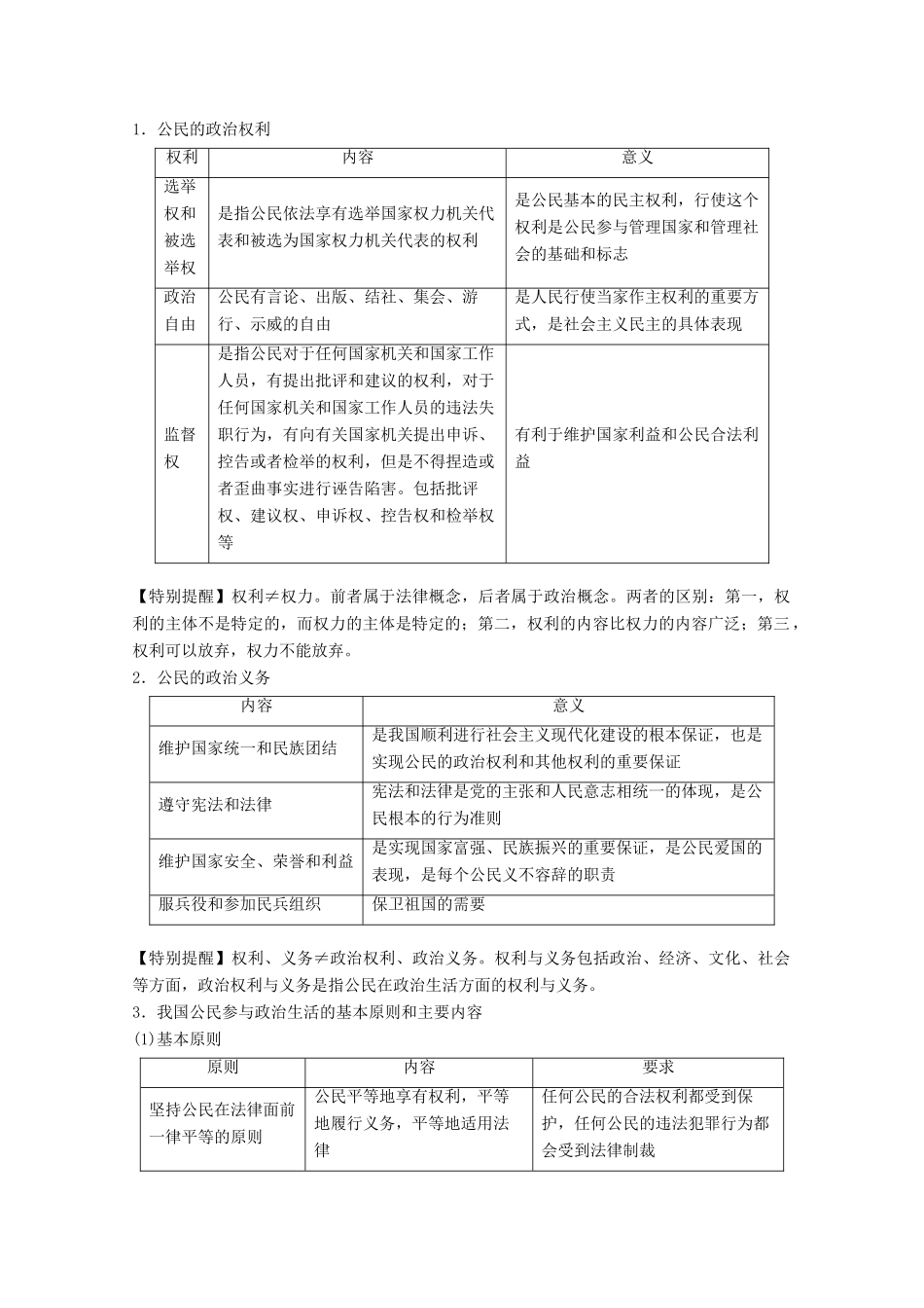 高考政治一轮复习 专题12 生活在人民当家作主的国家（教学案）（含解析）-人教版高三全册政治教学案_第2页
