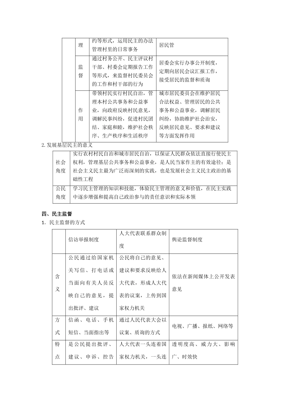高考政治一轮复习 专题13 我国公民的政治参与（教学案）（含解析）-人教版高三全册政治教学案_第3页