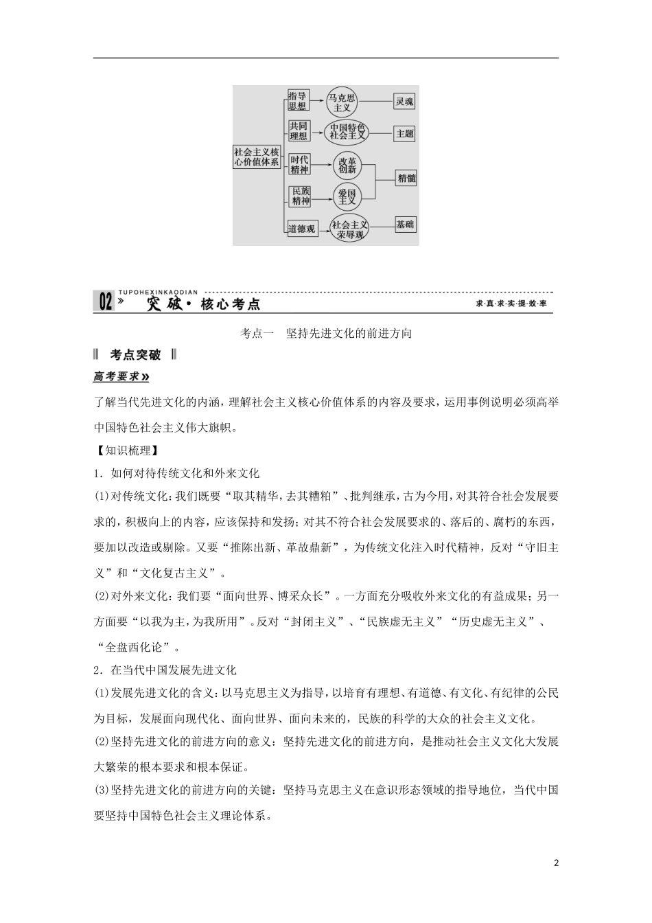 高考政治一轮复习精品学案 4.9推动社会主义文化大发展大繁荣 新人教版必修3_第2页