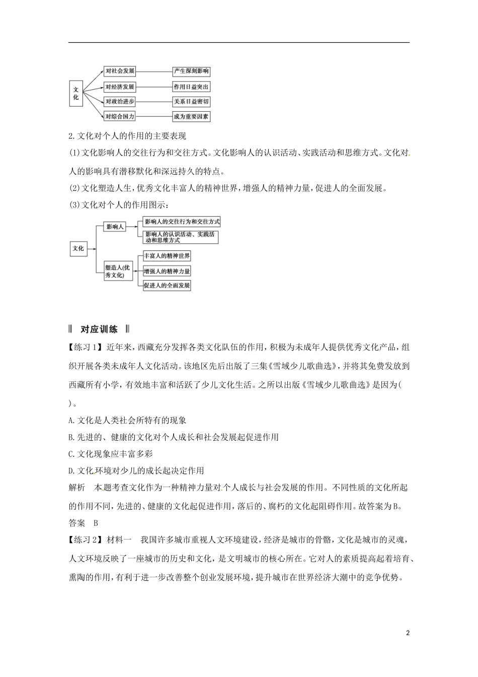 高考政治一轮复习精品学案 第一单元 文化与生活单元综合提升 新人教版必修3_第2页