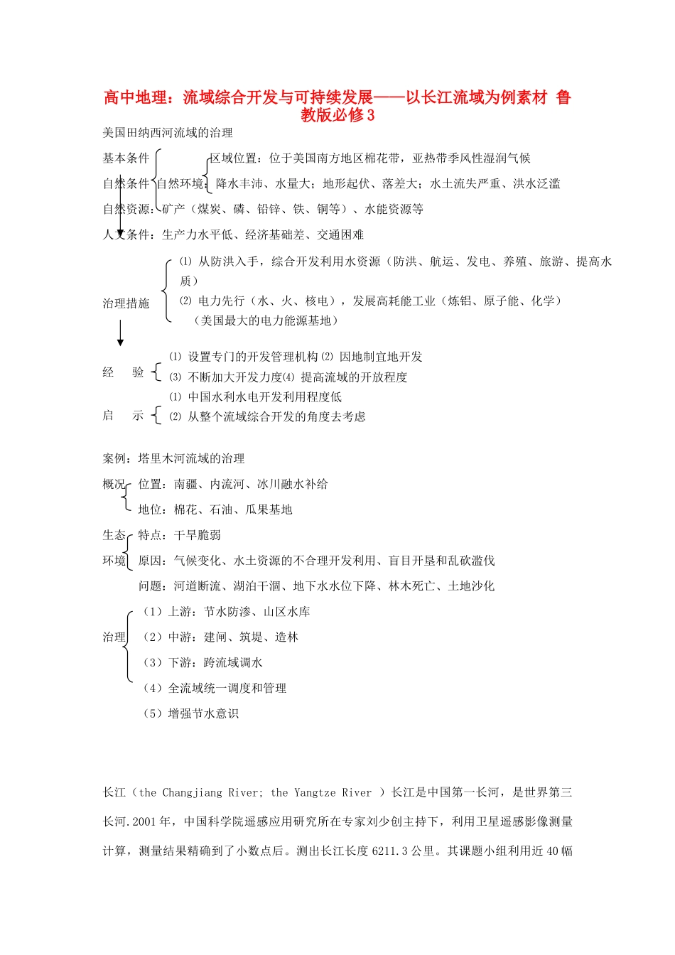 高中地理：流域综合开发与可持续发展——以长江流域为例素材 鲁教版必修3_第1页