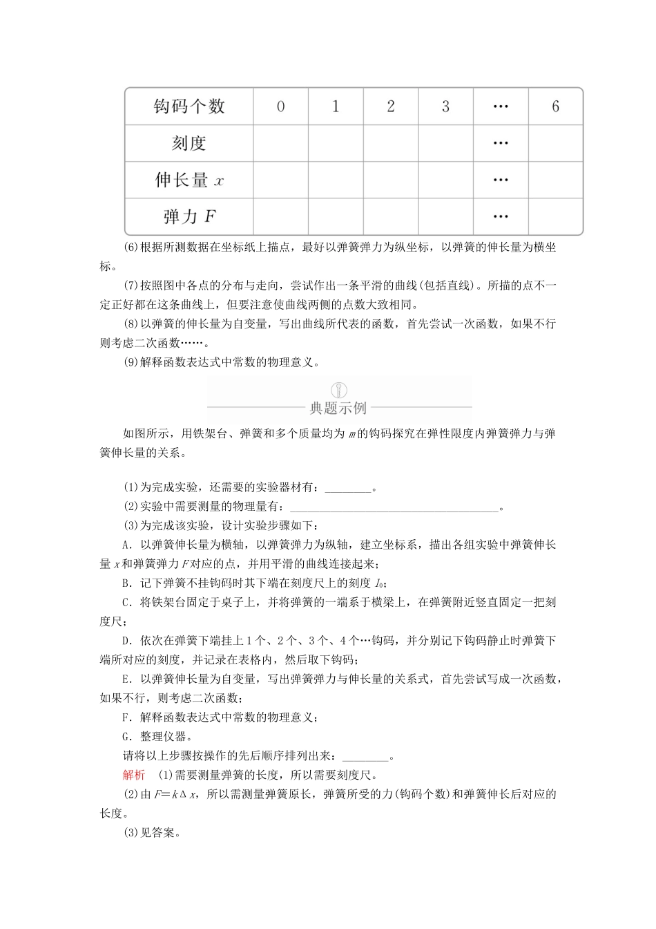 高考物理一轮复习 第2章 相互作用 实验专题（二）第9讲 探究弹力和弹簧伸长的关系学案（含解析）-人教版高三全册物理学案_第2页