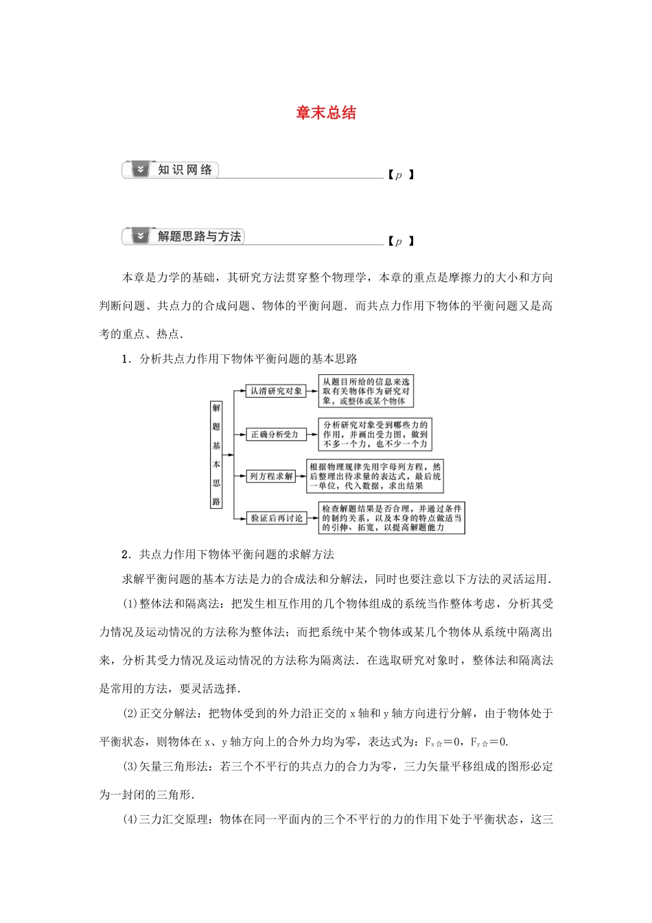 高考物理一轮复习 第2章 相互作用 章末总结学案-人教版高三全册物理学案_第1页