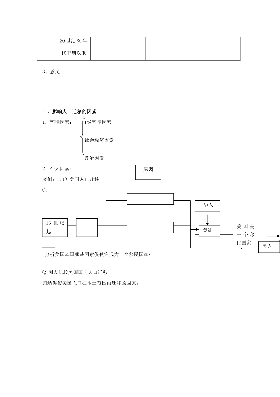高中地理：人口迁移导学案 湘教版必修2_第2页