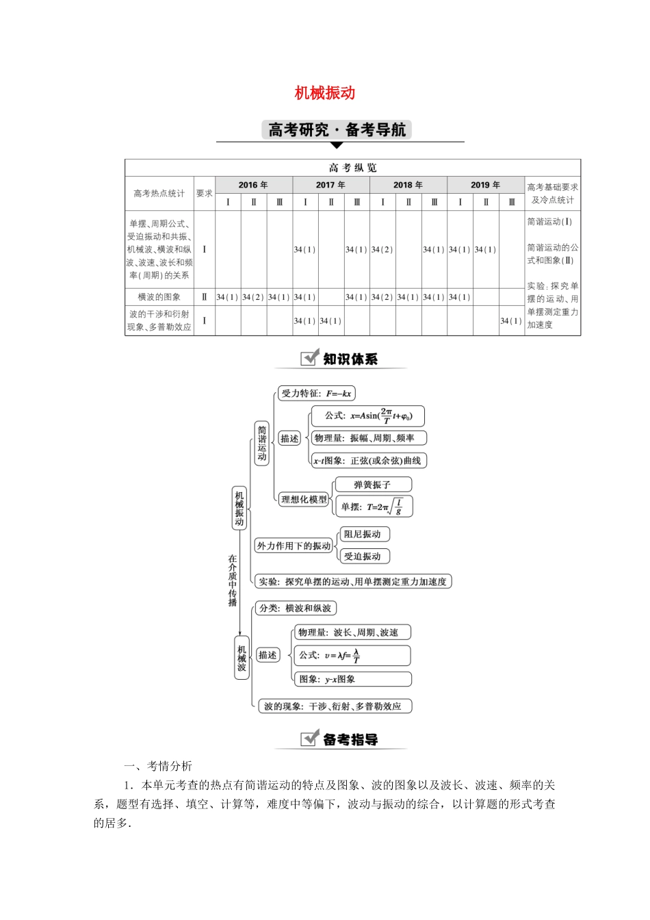 高考物理一轮复习 第十四单元 机械振动与机械波 第1讲 机械振动学案 新人教版-新人教版高三全册物理学案_第1页