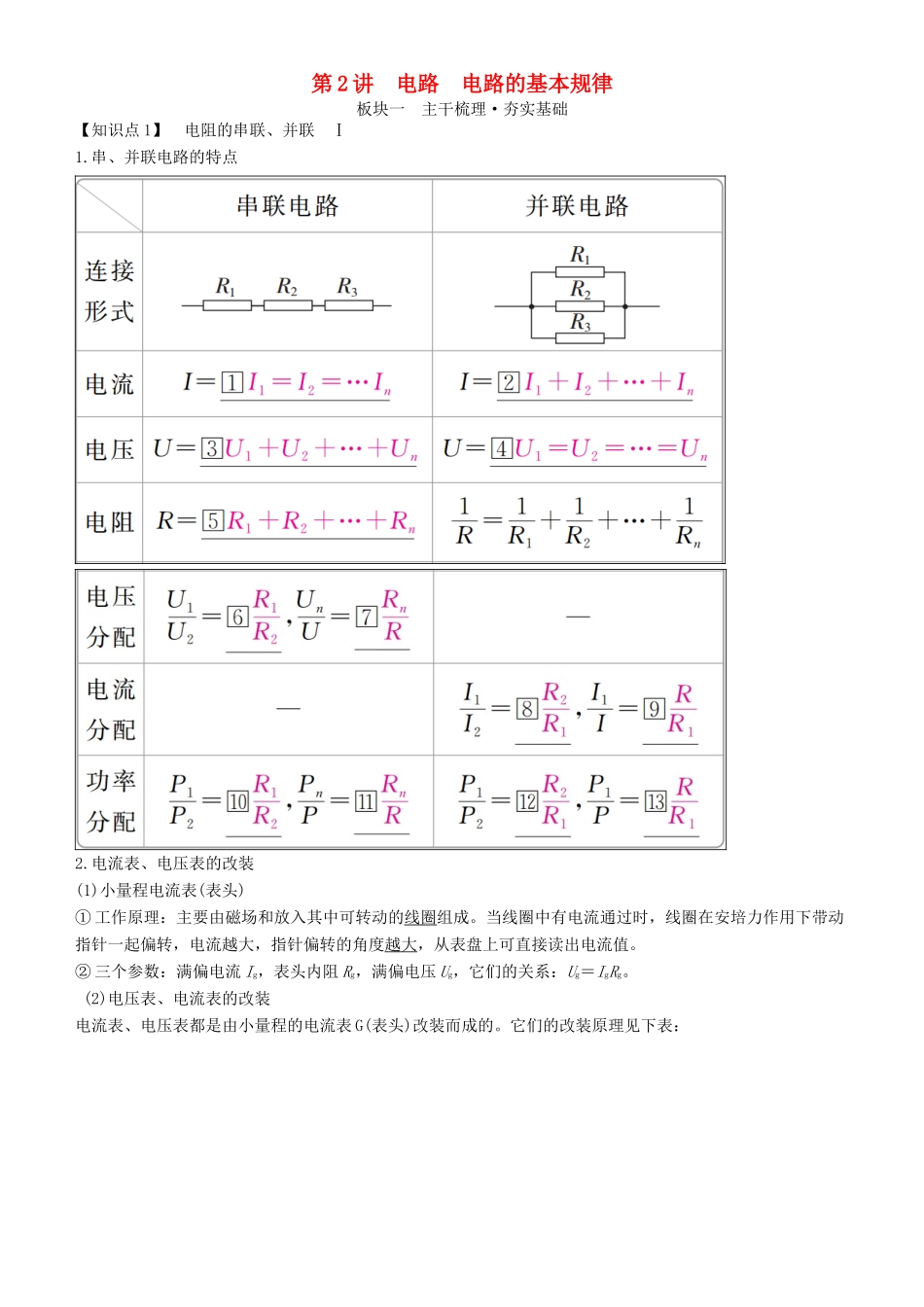 高考物理一轮复习 第八章 恒定电流 第2讲 电路 电路的基本规律学案-人教版高三全册物理学案_第1页