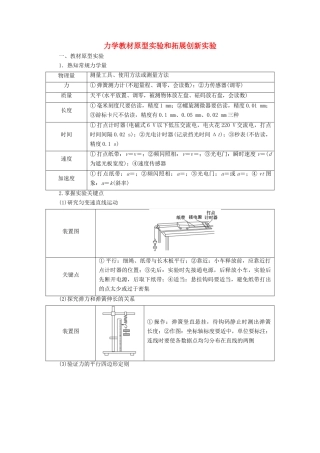 高考物理二轮复习 知识回顾篇 知识6 力学教材原型实验和拓展创新实验学案-人教版高三全册物理学案