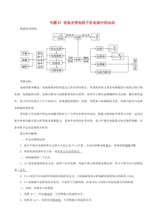 高考物理二轮复习 专题07 电场及带电粒子在电场中的运动学案-人教版高三全册物理学案