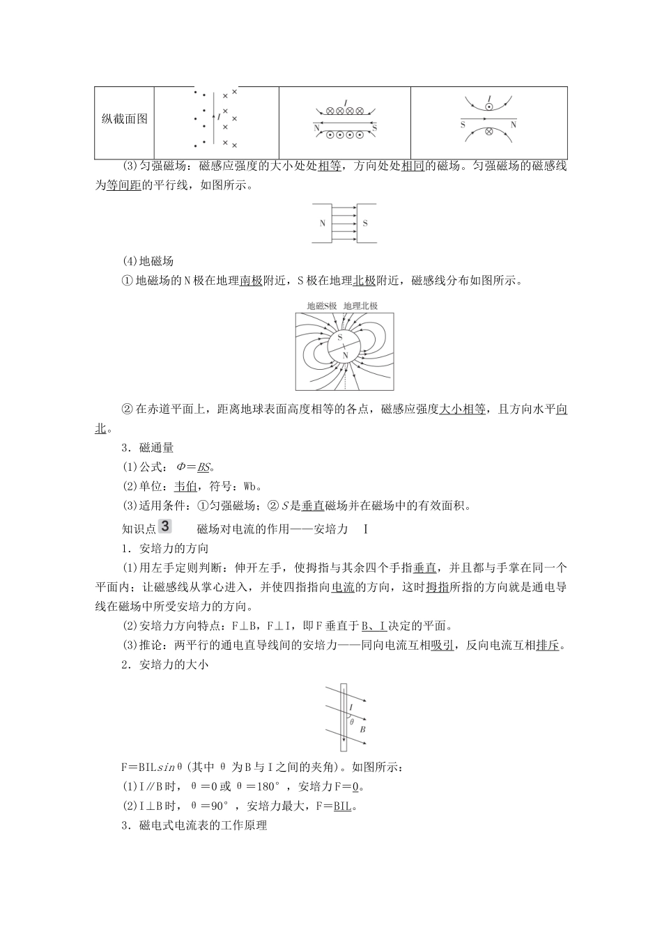 高考物理一轮复习 第9章 磁场 第1讲 磁场及其对电流的作用学案 新人教版-新人教版高三全册物理学案_第3页