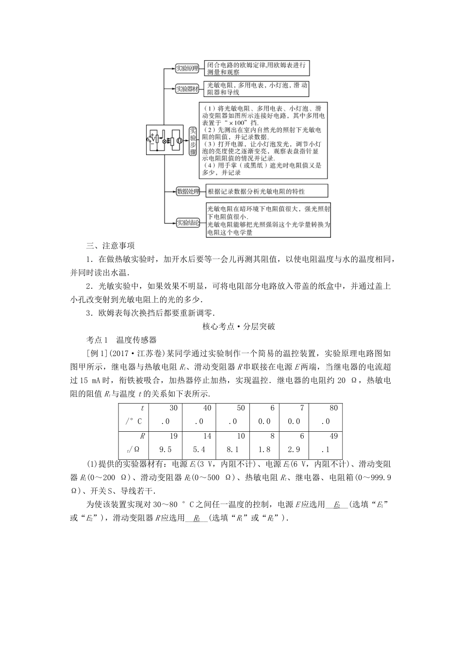 高考物理一轮复习 实验增分 专题12 传感器的简单使用学案-人教版高三全册物理学案_第2页