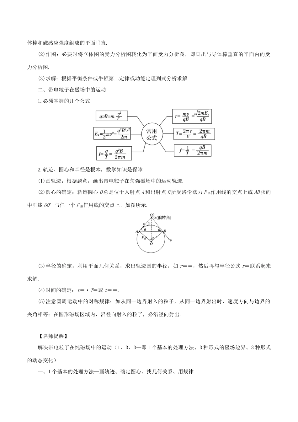 高考物理二轮复习 专题08 磁场及带电粒子在磁场中的运动学案-人教版高三全册物理学案_第2页