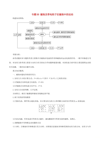 高考物理二轮复习 专题08 磁场及带电粒子在磁场中的运动学案-人教版高三全册物理学案