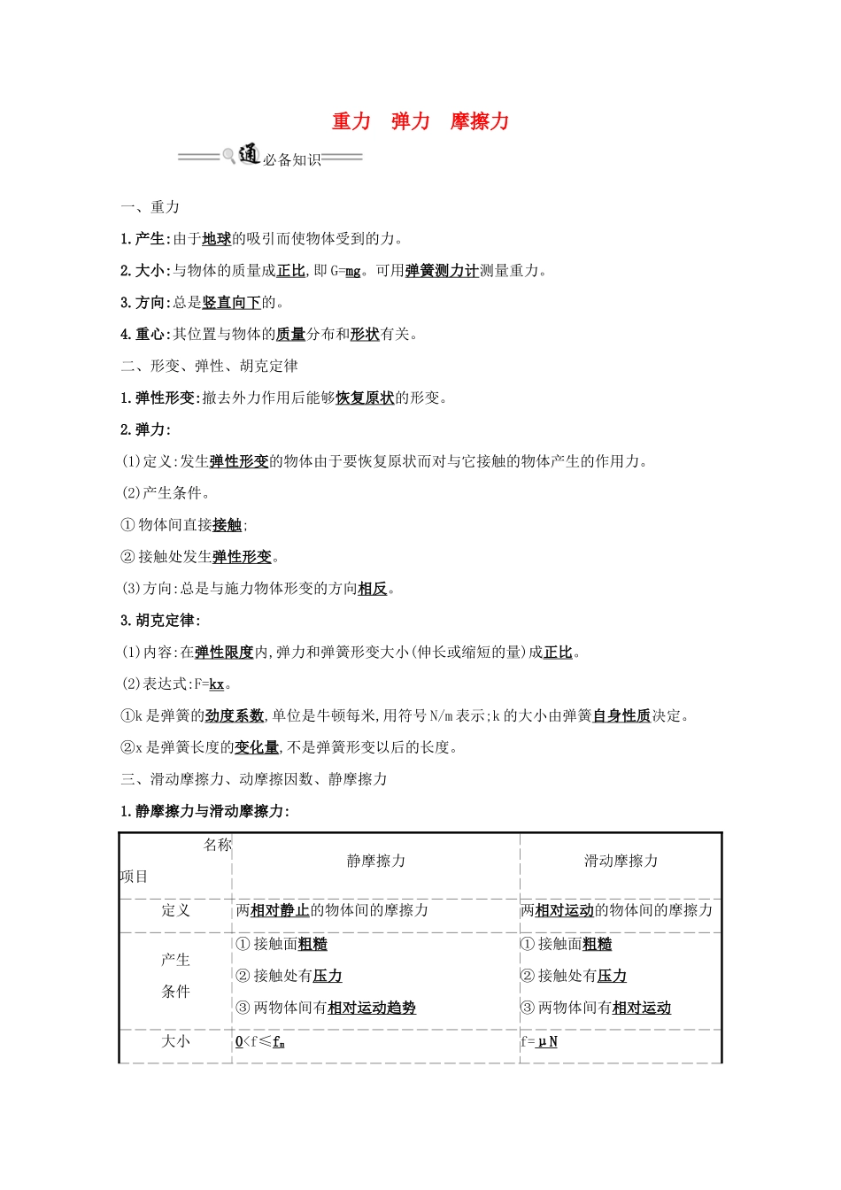 高考物理一轮复习 第二章 相互作用 1 重力 弹力 摩擦力学案-人教版高三全册物理学案_第1页
