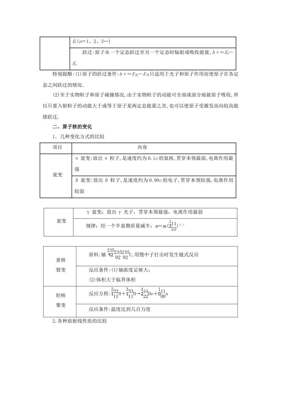 高考物理二轮复习 专题10 近代物理初步教学案-人教版高三全册物理教学案_第2页