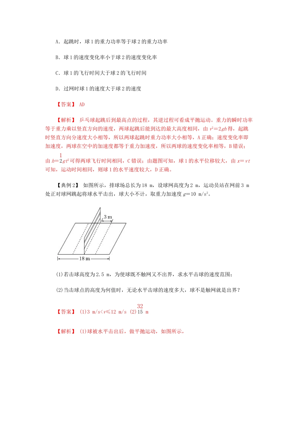 高考物理一轮复习 微专题系列之热点专题突破 专题15 平抛运动规律的应用之临界问题学案-人教版高三全册物理学案_第2页