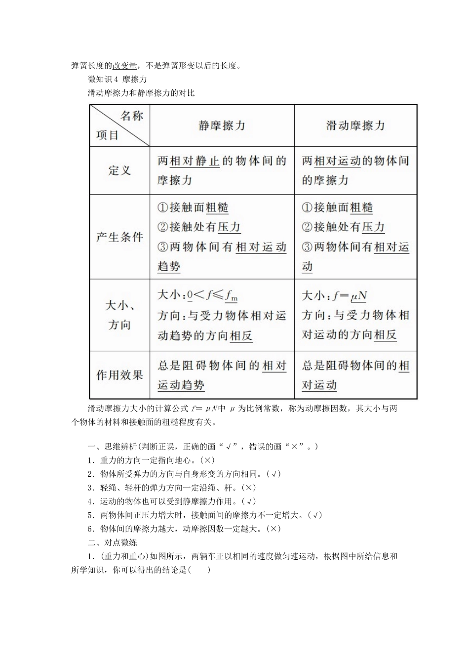 高考物理一轮复习 第二章 相互作用 第1讲 重力 弹力 摩擦力学案-人教版高三全册物理学案_第2页