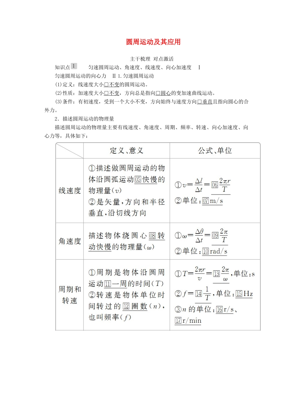 高考物理一轮复习 第四章 第3讲 圆周运动及其应用学案（含解析）-人教版高三全册物理学案_第1页