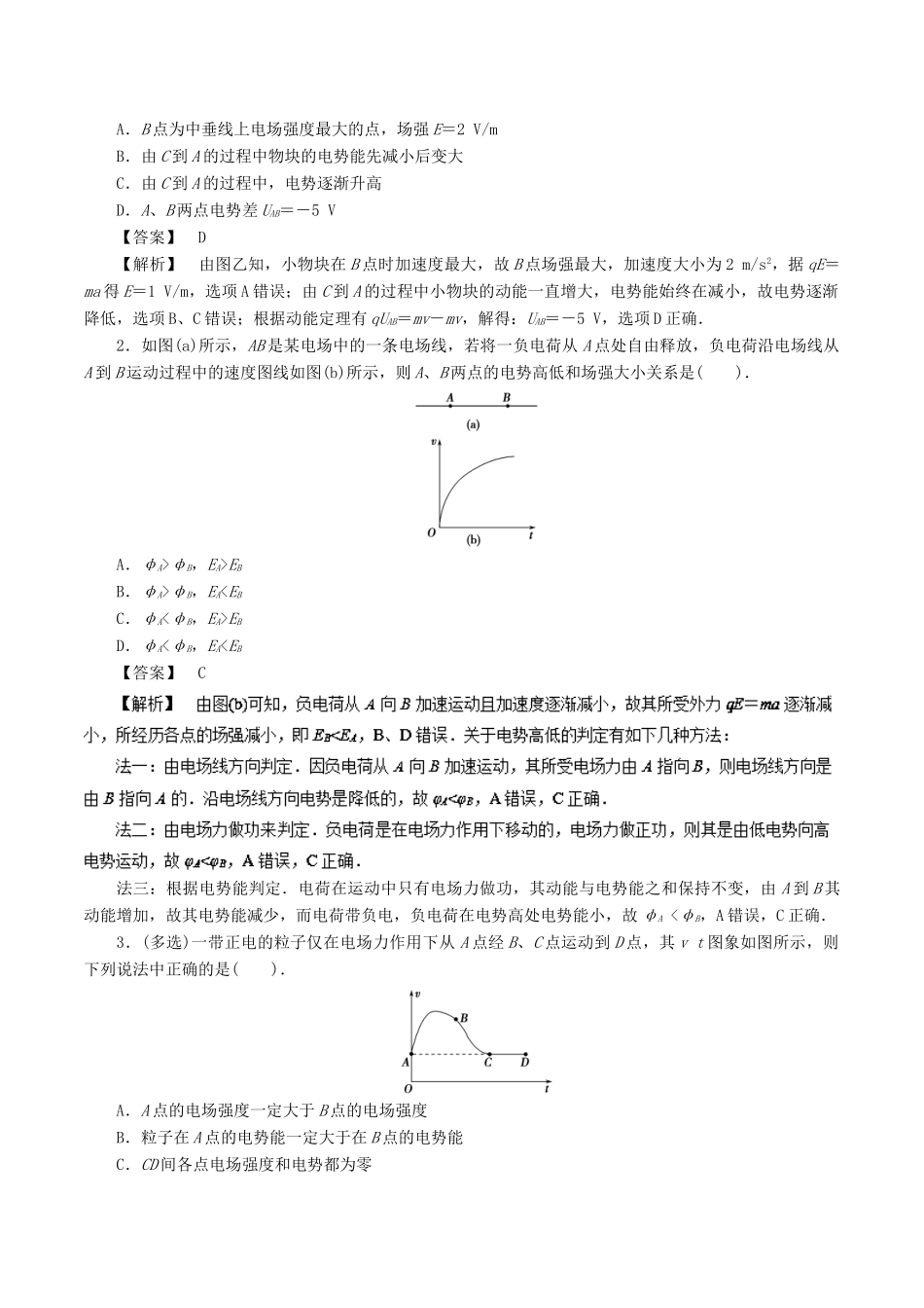 高考物理一轮复习 微专题系列之热点专题突破 专题40 电场中的图像问题学案-人教版高三全册物理学案_第2页